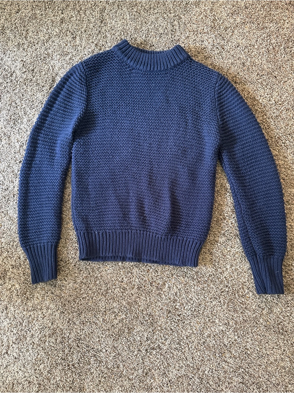 Classic Navy Crewneck Textured Sweater